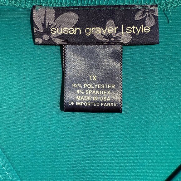 Susan Graver Women's aqua 3/4 sleeve surplice bodice pullover dress; Size 1X - Picture 4 of 5
